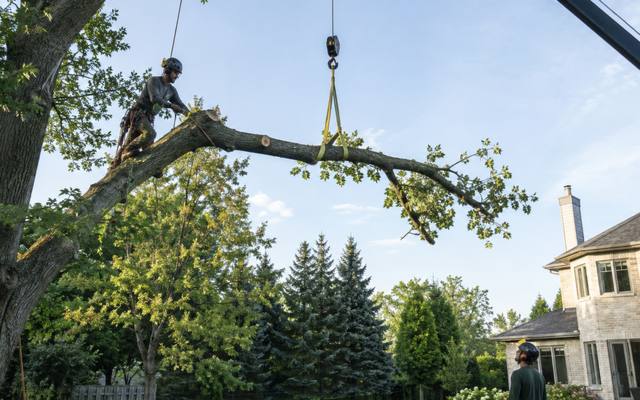 Climber standing on a branch during a crown thinning visit